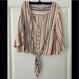 Multi-Color Top with Tie